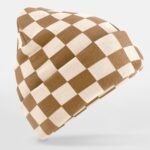 Beechfield B531 Checkerboard Beanie - Biscuit/Almond | Custom Printed and Embroidered