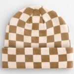 Beechfield B531 Checkerboard Beanie - Biscuit/Almond | Custom Printed and Embroidered