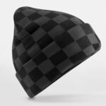 Beechfield B531 Checkerboard Beanie - Black/Charcoal | Custom Printed and Embroidered