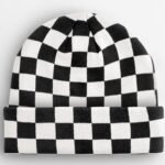 Beechfield B531 Checkerboard Beanie - Black/Soft White | Custom Printed and Embroidered