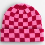 Beechfield B531 Checkerboard Beanie - Classic Red/True Pink | Custom Printed and Embroidered