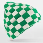 Beechfield B531 Checkerboard Beanie - Kelly Green/Off White | Custom Printed and Embroidered