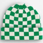 Beechfield B531 Checkerboard Beanie - Kelly Green/Off White | Custom Printed and Embroidered