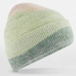 Beechfield B532 Soft Wave Beanie - Almond/Pistachio/Dusty Green | Custom Printed and Embroidered