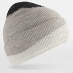 Beechfield B532 Soft Wave Beanie - Black/Light Grey/Soft White | Custom Printed and Embroidered
