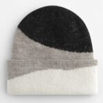 Beechfield B532 Soft Wave Beanie - Black/Light Grey/Soft White | Custom Printed and Embroidered