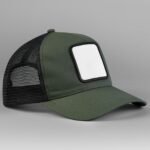 Beechfield B636 Appliqué Patch 5 Panel Trucker - Olive Green/Black | Custom Printed and Embroidered