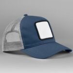 Beechfield B636 Appliqué Patch 5 Panel Trucker - Slate Blue/Light Grey | Custom Printed and Embroidered