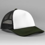 Beechfield B639 Retro 5 Panel Trucker - Black/Dark Olive | Custom Printed and Embroidered