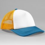 Beechfield B639 Retro 5 Panel Trucker - Sunflower/Heritage Blue | Custom Printed and Embroidered
