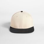 Beechfield B662 Contrast Flat Peak 6 Panel Cap - Natural/Black | Custom Printed and Embroidered