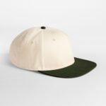 Beechfield B662 Contrast Flat Peak 6 Panel Cap - Natural/Dark Olive | Custom Printed and Embroidered