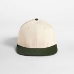 Beechfield B662 Contrast Flat Peak 6 Panel Cap - Natural/Dark Olive | Custom Printed and Embroidered