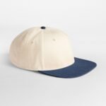 Beechfield B662 Contrast Flat Peak 6 Panel Cap - Natural/Navy | Custom Printed and Embroidered