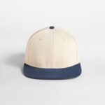 Beechfield B662 Contrast Flat Peak 6 Panel Cap - Natural/Navy | Custom Printed and Embroidered