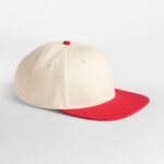 Beechfield B662 Contrast Flat Peak 6 Panel Cap - Natural/Red | Custom Printed and Embroidered