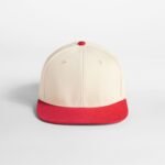 Beechfield B662 Contrast Flat Peak 6 Panel Cap - Natural/Red | Custom Printed and Embroidered