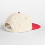Beechfield B662 Contrast Flat Peak 6 Panel Cap - Natural/Red | Custom Printed and Embroidered