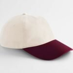 Beechfield B67 Contrast Peak Leisure Cap - Natural/Burgundy | Custom Printed and Embroidered