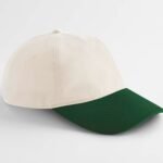 Beechfield B67 Contrast Peak Leisure Cap - Natural/Forest Green | Custom Printed and Embroidered