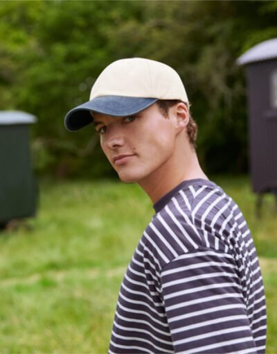 Beechfield B673 Contrast Peak Low Profile Vintage Cap | Custom Printed and Embroidered