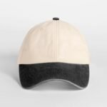 Beechfield B673 Contrast Peak Low Profile Vintage Cap - Natural/Vintage Black | Custom Printed and Embroidered