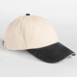 Beechfield B673 Contrast Peak Low Profile Vintage Cap - Natural/Vintage Black | Custom Printed and Embroidered