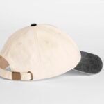 Beechfield B673 Contrast Peak Low Profile Vintage Cap - Natural/Vintage Black | Custom Printed and Embroidered