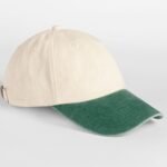 Beechfield B673 Contrast Peak Low Profile Vintage Cap - Natural/vintage Bottle Green | Custom Printed and Embroidered