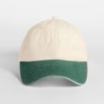 Beechfield B673 Contrast Peak Low Profile Vintage Cap - Natural/vintage Bottle Green | Custom Printed and Embroidered