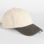 Beechfield B673 Contrast Peak Low Profile Vintage Cap - Natural/Vintage Brown | Custom Printed and Embroidered