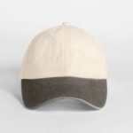 Beechfield B673 Contrast Peak Low Profile Vintage Cap - Natural/Vintage Brown | Custom Printed and Embroidered