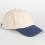 Beechfield B673 Contrast Peak Low Profile Vintage Cap - Natural/Vintage Denim | Custom Printed and Embroidered