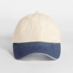 Beechfield B673 Contrast Peak Low Profile Vintage Cap - Natural/Vintage Denim | Custom Printed and Embroidered