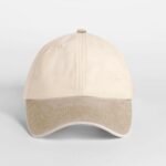 Beechfield B673 Contrast Peak Low Profile Vintage Cap - Natural/Vintage Desert Sand | Custom Printed and Embroidered