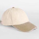 Beechfield B673 Contrast Peak Low Profile Vintage Cap - Natural/Vintage Desert Sand | Custom Printed and Embroidered