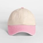 Beechfield B673 Contrast Peak Low Profile Vintage Cap - Natural/Vintage Dusky Pink | Custom Printed and Embroidered