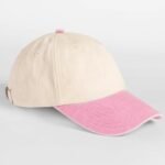 Beechfield B673 Contrast Peak Low Profile Vintage Cap - Natural/Vintage Dusky Pink | Custom Printed and Embroidered