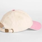 Beechfield B673 Contrast Peak Low Profile Vintage Cap - Natural/Vintage Dusky Pink | Custom Printed and Embroidered
