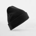 Beechfield B830N Organic Cotton Original Cuffed Beanie - Black | Custom Printed and Embroidered