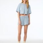 Bella BE6882GD Women's Heavyweight Washed Cropped Tee - Light Washed Denim | Custom Printed and Embroidered