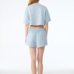 Bella BE6882GD Women's Heavyweight Washed Cropped Tee - Light Washed Denim | Custom Printed and Embroidered