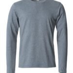 Clique CQ029033 Basic Long Sleeve T - Grey Melange | Custom Printed and Embroidered