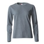 CLIQUE CQ029034 Ladies L/S Basic-T - Grey Melange | Custom Printed and Embroidered