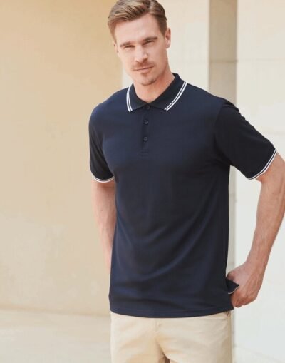 Henbury H482 Coolplus Short Sleeve Tipped Polo Shirt