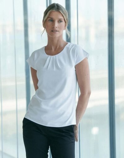 Henbury H597 Ladies Pleat Front Short Sleeve Blouse