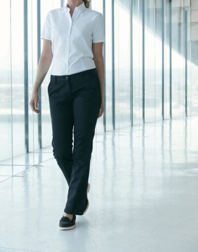 Henbury H641 Ladies 65/35 Flat Fronted Chino Trousers