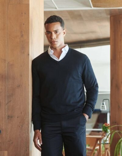 Henbury H760 Cashmere Touch Acrylic V-Neck Jumper