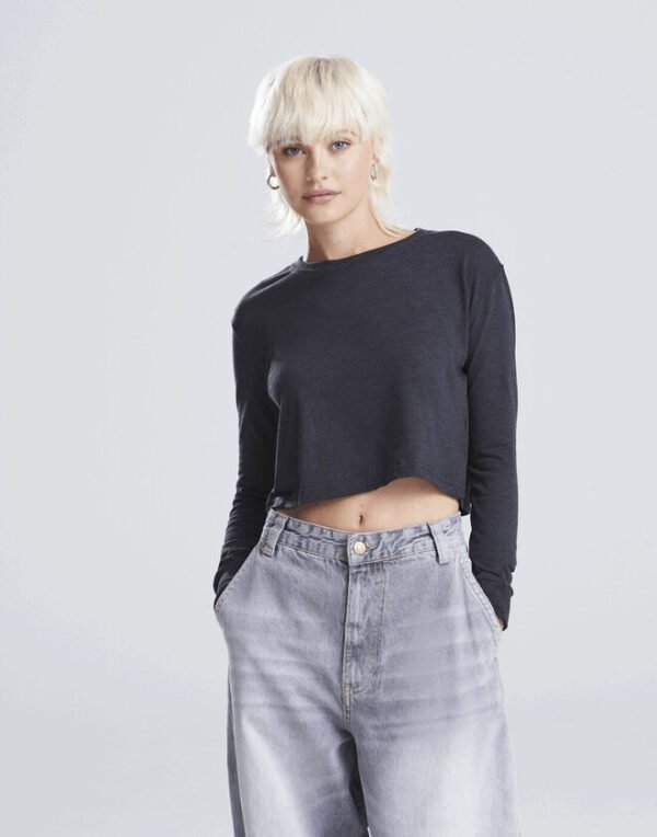 Just Tees WOMENS LONG SLEEVE CROPPED T