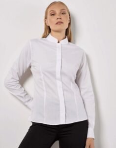 Kustom Kit LADIES TAILORED FIT MANDARIN COLLAR LONG SLEEVE SHIRT